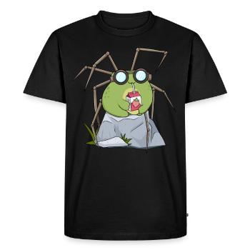 Biopunk Kawaii Frog Strawberry Milk - Men's Premium Organic T-Shirt - black - Front - Nico (187cm)