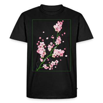 Biopunk Sakura Cherry Blossom Biopunk Esthétique - T-shirt Premium bio Homme - noir - Devant - Nico (187cm)