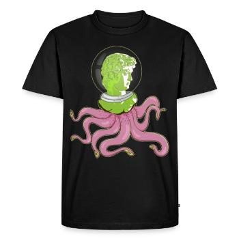 Biopunk David Statue grecque Tentacule Weirdcor - T-shirt Premium bio Homme - noir - Devant - Nico (187cm)