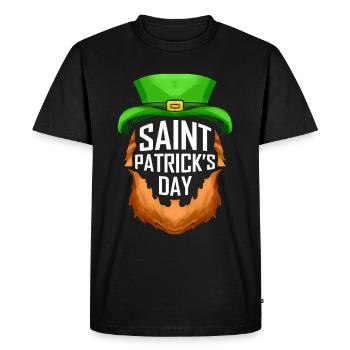 Logo barbe-rouge et chapeau vert pour la Saint-Patrick - T-shirt Premium bio Homme - noir - Devant - Nico (187cm)