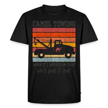 Camel Towing- Quand il est coincé serré - Drôle - T-shirt Premium bio Homme - noir - Devant - Nico (187cm)