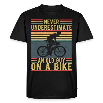 Ne sous-estimez jamais un vieil homme à vélo - T-shirt Premium bio Homme - noir - Devant - Nico (187cm)
