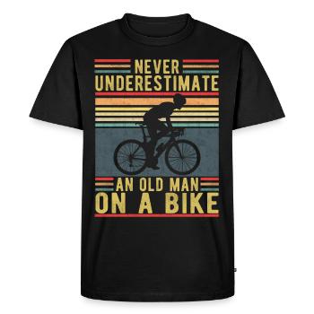 Ne sous-estimez jamais un vieil homme à vélo - T-shirt Premium bio Homme - noir - Devant - Nico (187cm)