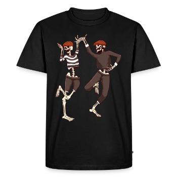 Beatnik Funny Dancing Skeleton Retro Vintage - Men's Premium Organic T-Shirt - black - Front - Nico (187cm)