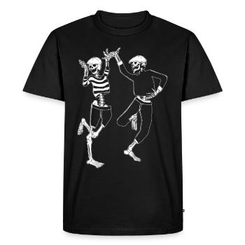 Beatnik Funny Dancing Skeleton Vintage Retro - Men's Premium Organic T-Shirt - black - Front - Nico (187cm)