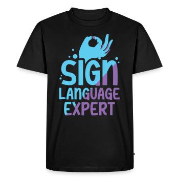 Sign Language Expert Awareness Gestures Signs - Men's Premium Organic T-Shirt - black - Front - Nico (187cm)