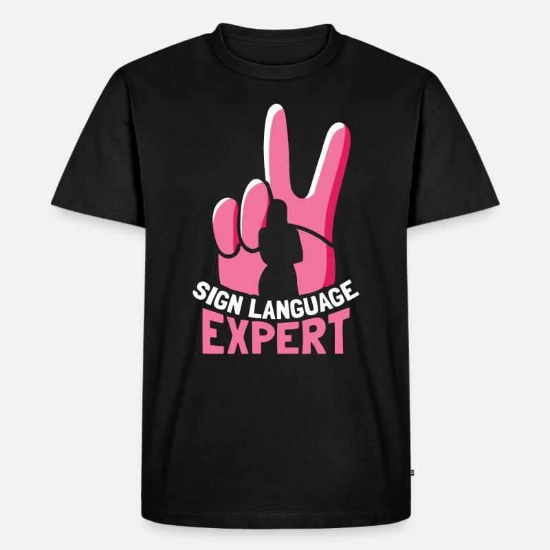 Gebärdensprache Experte Gestik Awareness Gebärden - Männer Premium Bio T-Shirt - Schwarz