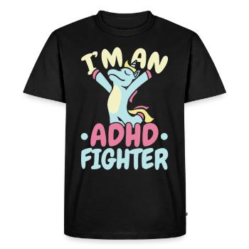 I'm an ADHD fighter Think Differently Unicorn - Men's Premium Organic T-Shirt - black - Front - Nico (187cm)