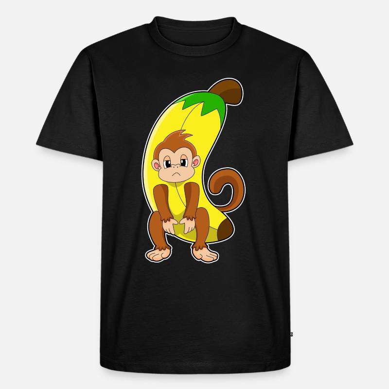 Affe mit Banane - Männer Premium Bio T-Shirt - Schwarz