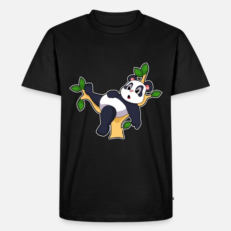 Panda auf Baum - Männer Premium Bio T-Shirt - Schwarz