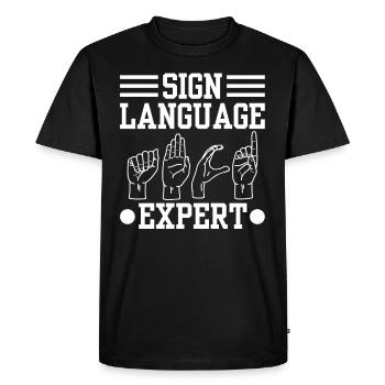 Sign Language Expert Awareness Sign Gestures - Men's Premium Organic T-Shirt - black - Front - Nico (187cm)