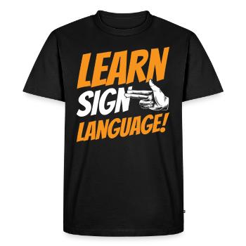 Learn Sign Language Awareness Gestures Signs - Men's Premium Organic T-Shirt - black - Front - Nico (187cm)