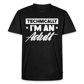 Techniquement, je suis une puberté adulte - T-shirt Premium bio Homme - noir - Devant - Nico (187cm)