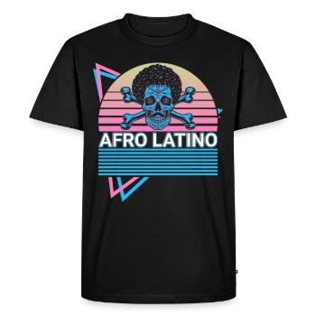 Afro Latino Gothic Skull Crossbone Retro - Men's Premium Organic T-Shirt - black - Front - Nico (187cm)