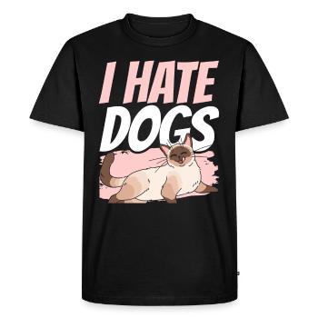 I Hate Dogs Lovers Cats Cat Pet - Men's Premium Organic T-Shirt - black - Front - Nico (187cm)