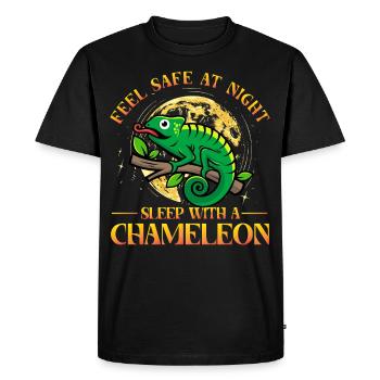 Sentez-vous en sécurité la nuit en dormant avec un caméléon - T-shirt Premium bio Homme - noir - Devant - Nico (187cm)
