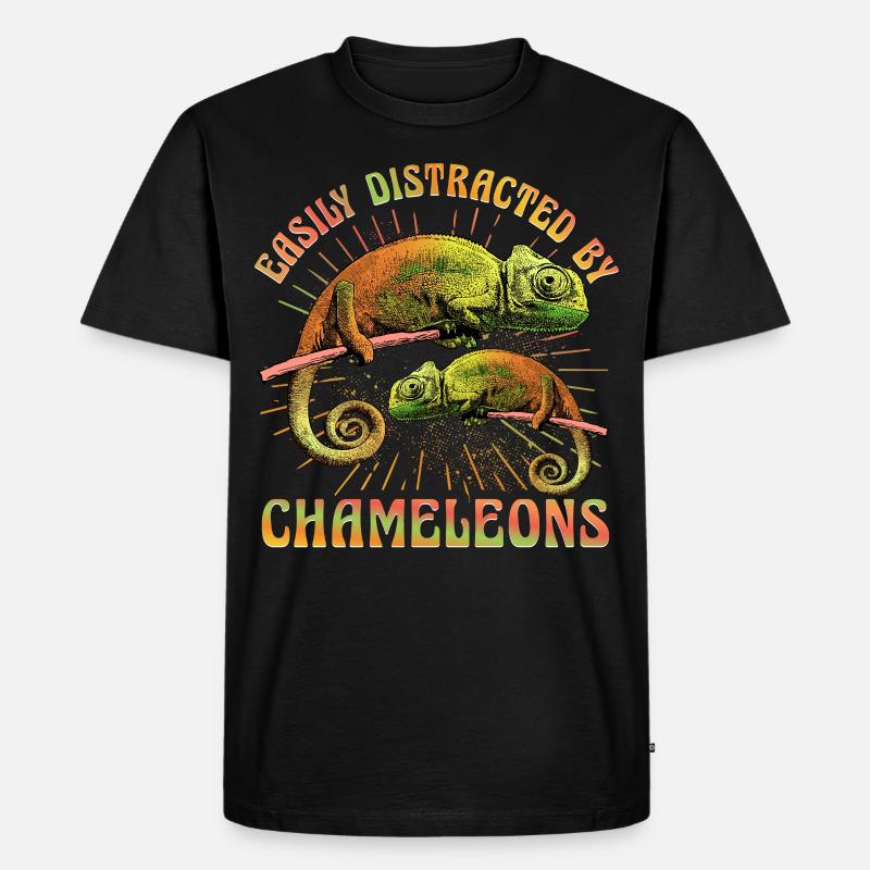 Easily distracted by Chameleons - Männer Premium Bio T-Shirt - Schwarz