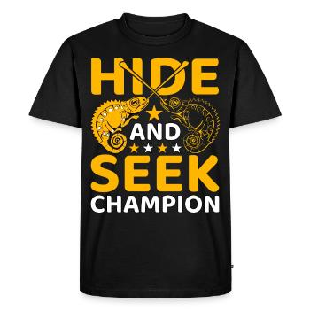 Champion de cache-cache - T-shirt Premium bio Homme - noir - Devant - Nico (187cm)