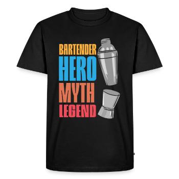 Bartender The Hero Myth Legend Funny Bartender - Men's Premium Organic T-Shirt - black - Front - Nico (187cm)