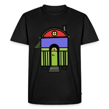 Bauwagen Hütte Wohnmobil Campingwagen wohnen House - Men's Premium Organic T-Shirt - black - Front - Nico (187cm)