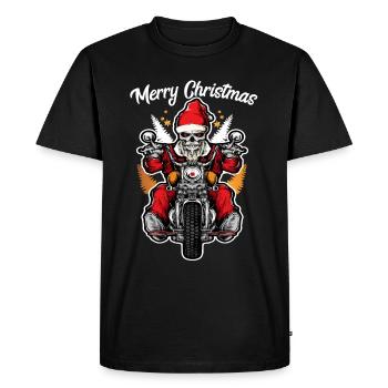 Merry Christmas Motorcycle Skeleton - Men's Premium Organic T-Shirt - black - Front - Nico (187cm)