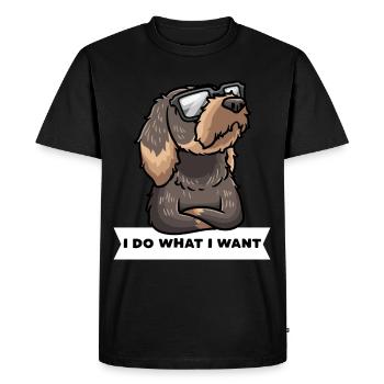 Teckel têtu aux cheveux rugueux - T-shirt Premium bio Homme - noir - Devant - Nico (187cm)
