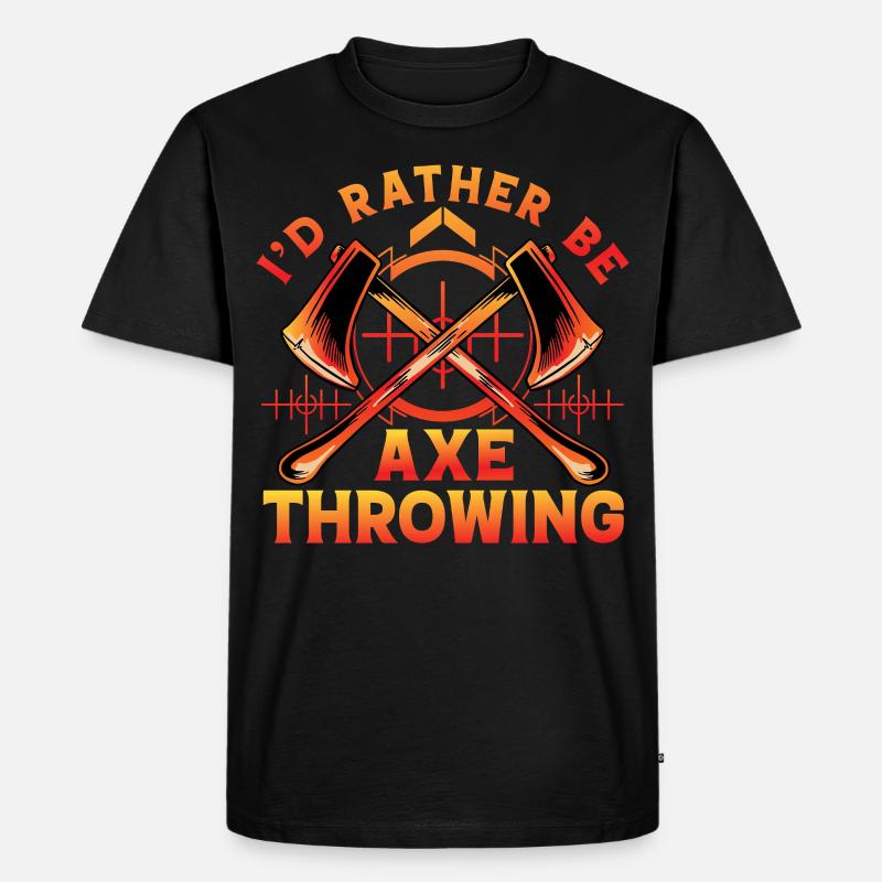 I'd rather be Axe Throwing - Männer Premium Bio T-Shirt - Schwarz