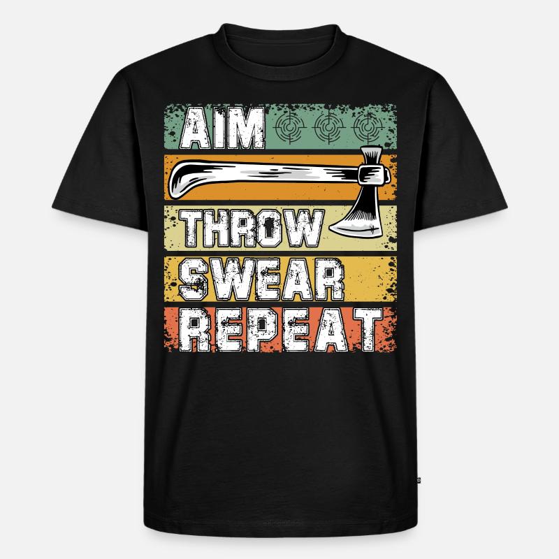 Aim throw swear Repeat - Männer Premium Bio T-Shirt - Schwarz