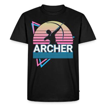 Tir à l’arc rétro - T-shirt Premium bio Homme - noir - Devant - Nico (187cm)