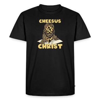 Jésus-Christ Fromage Église Christianisme Religion - T-shirt Premium bio Homme - noir - Devant - Nico (187cm)