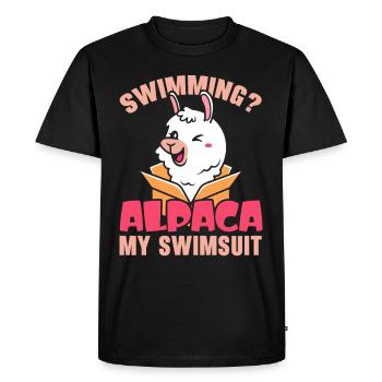 Natation Alpaga Mon Maillot de Bain Llama Lover Schwim - T-shirt Premium bio Homme - noir - Devant - Nico (187cm)