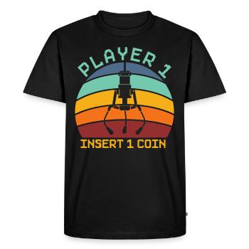 Joueur 1 Coin Insert Jeux d’Arcade Jeu Vidéo - T-shirt Premium bio Homme - noir - Devant - Nico (187cm)