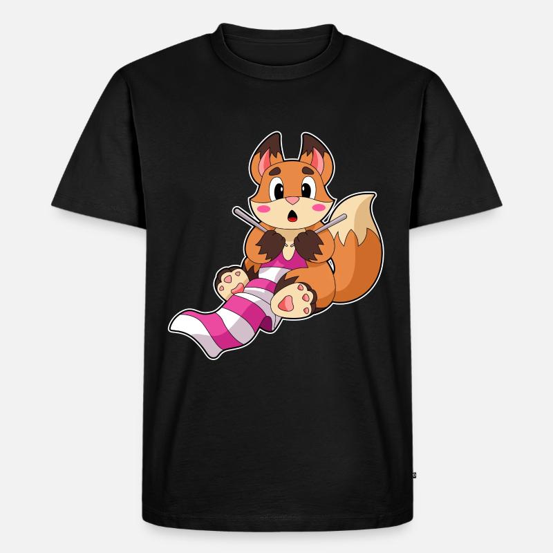 Fuchs mit Schal - Männer Premium Bio T-Shirt - Schwarz