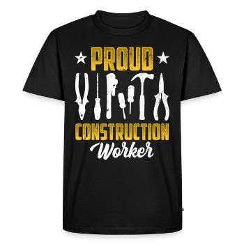 Fier travailleur de la construction Équipe Travail d’équipe Construction de chantier - T-shirt Premium bio Homme - noir - Devant - Nico (187cm)