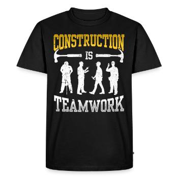 Les travaux de construction sont un travail d’équipe Travail d’équipe Construction Chantier de construction - T-shirt Premium bio Homme - noir - Devant - Nico (187cm)
