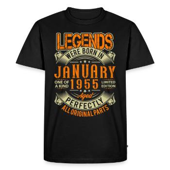 1955 Légende de l’anniversaire de janvier - T-shirt Premium bio Homme - noir - Devant - Nico (187cm)