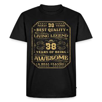 38 anniversaire 38 ans homme 38 ans légendaire 38 - T-shirt Premium bio Homme - noir - Devant - Nico (187cm)