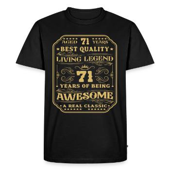 71 Anniversaire 71 ans Homme 71 ans légendaire 71 - T-shirt Premium bio Homme - noir - Devant - Nico (187cm)