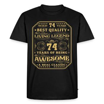 74 anniversaire 74 ans homme 74 ans légendaire 74 - T-shirt Premium bio Homme - noir - Devant - Nico (187cm)