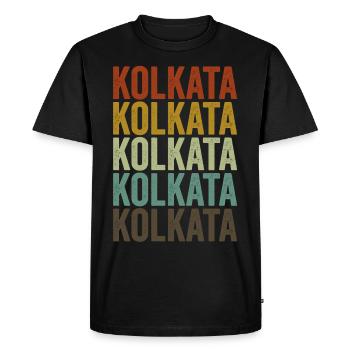 Kolkata India Retro Vintage - Men's Premium Organic T-Shirt - black - Front - Nico (187cm)