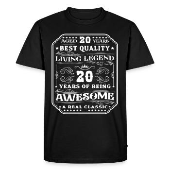 20 anniversaire 20 ans homme 20 ans légendaire 20 - T-shirt Premium bio Homme - noir - Devant - Nico (187cm)