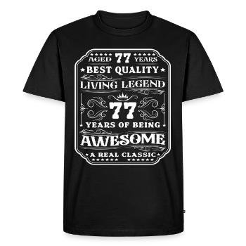 77 Anniversaire 77 ans Homme 77 ans légendaire 77 - T-shirt Premium bio Homme - noir - Devant - Nico (187cm)