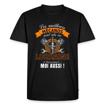 Cadeau Homme Mécanicien Lorrain Anniversaire Noel - T-shirt Premium bio Homme - noir - Devant - Nico (187cm)