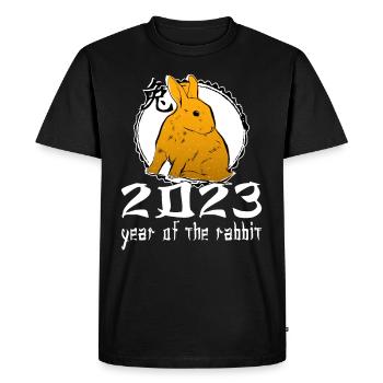 Personnage de lapin chinois Nouvel An 2023 - T-shirt Premium bio Homme - noir - Devant - Nico (187cm)