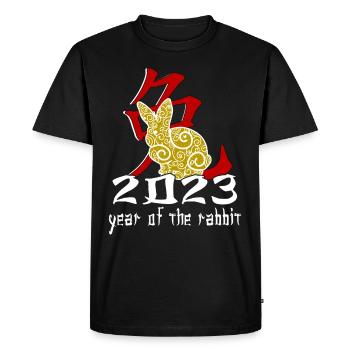 Personnage de lapin chinois Nouvel An 2023 - T-shirt Premium bio Homme - noir - Devant - Nico (187cm)