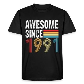 Awesome Since 1991 Birthday 1991 Vintage 1991 - Men's Premium Organic T-Shirt - black - Front - Nico (187cm)