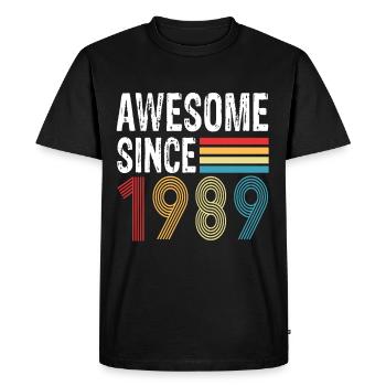 Awesome Since 1989 Birthday 1989 Vintage 1989 - Men's Premium Organic T-Shirt - black - Front - Nico (187cm)