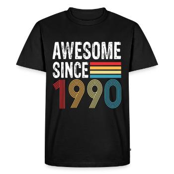 Awesome Since 1990 Birthday 1990 Vintage 1990 - Men's Premium Organic T-Shirt - black - Front - Nico (187cm)