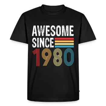 Awesome Since 1980 Birthday 1980 Vintage 1980 - Men's Premium Organic T-Shirt - black - Front - Nico (187cm)