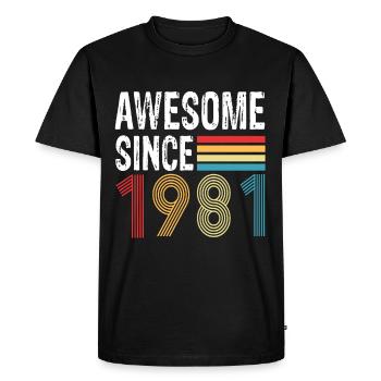 Génial depuis 1981 Anniversaire 1981 Millésime 1981 - T-shirt Premium bio Homme - noir - Devant - Nico (187cm)